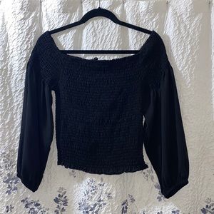 Black strapless blouse